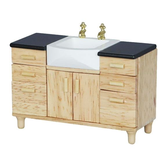 NUOLUX Dollhouse Furniture Mini Bathroom Kitchen Wash Basin House Miniature Toilet Toys