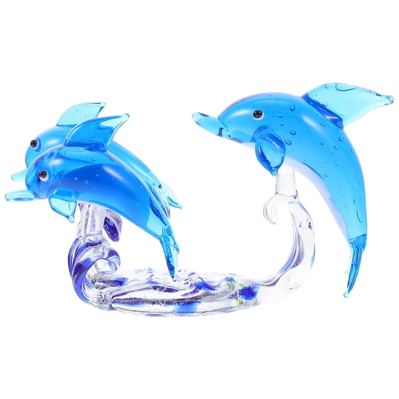 NUOLUX Dolphin Glass Sea Figurine Animal Sculpture Blown Decor Statue Beach Nautical Desktop Ornament Crystal Decorations