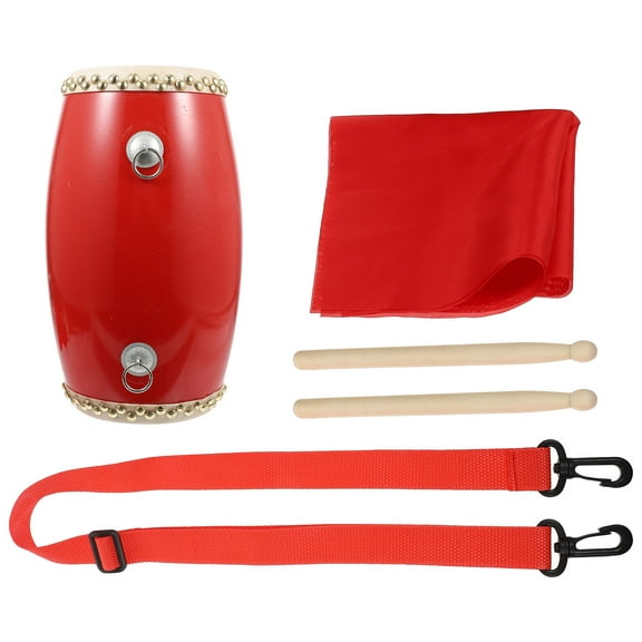 LABELEPH Traditional Chinese Waist Drum Red Hand Drum 12.6x5.9x5.9in Musical Instrument Set