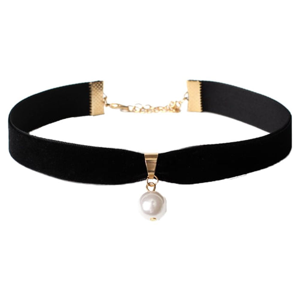 NUOLUX Fashionable Pearl Choker Necklace for Women Daily Wearing (Black)