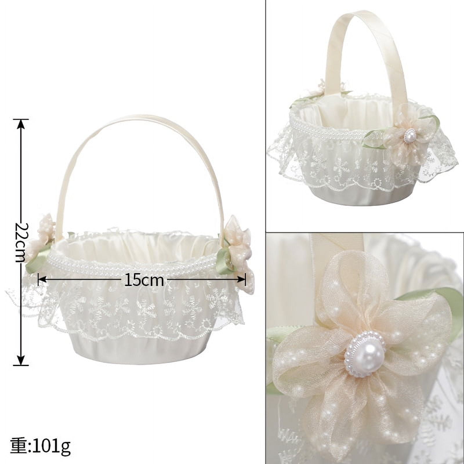 NUOLUX Flower Girl Basket Fairy Lace Flower Basket Wedding Flower