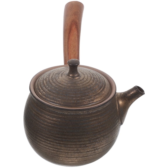 NUOLUX Vintage Tea Kettle Dark Brown Ceramic Side Handle Design for Home Use