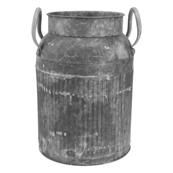 CATIEBYE Flower Bucket Dark Grey Galvanized Modern Style Home Decor 1Pc