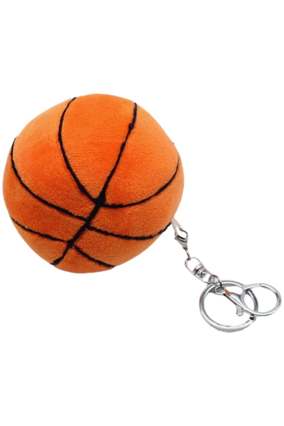 Fluffy Stuffed Basketball Keychain Plush Basketball Keychain Decor Basketball Keychain