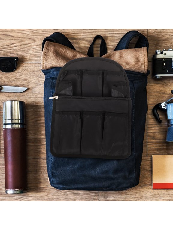 Black Durable Backpack Insert Organizer Multiple Pockets for Cosmetics and Phone