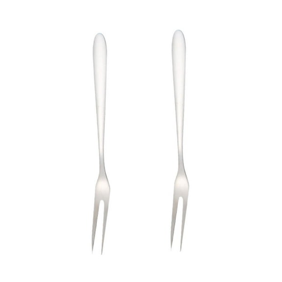 Tineasur 2Pcs Stainless Steel Dessert Fork White for Seafood Appetizers Cafe and Home Use
