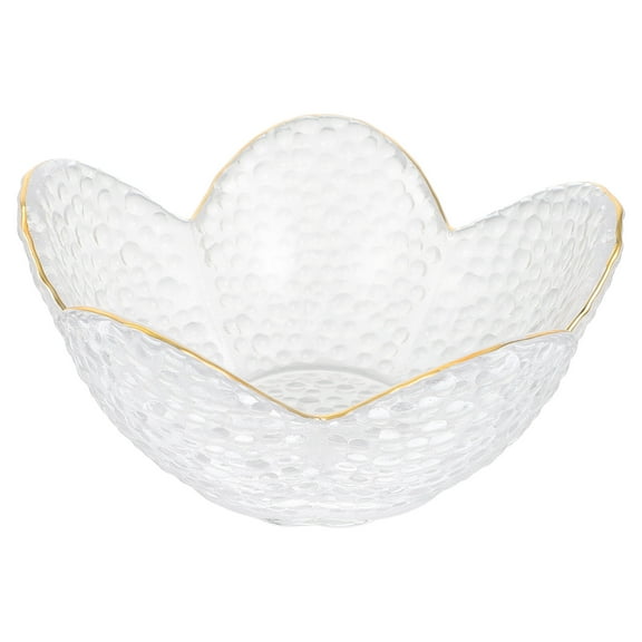 Tineasur Glass Food Container Transparent Lotus Design for Dessert Serving