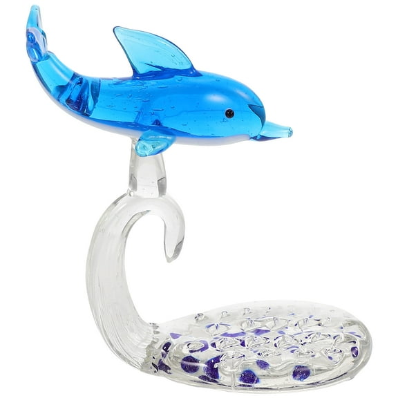 NUOLUX Glass Dolphin Figurine Ornament Desktop Glass Sea Animal Collectible Figurine Home Decor