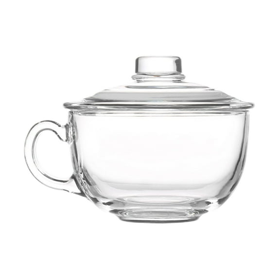 NUOLUX Glass Salad Bowl with Lid and Handle Porridge Milk Fruit Bowl for Home Restaurant