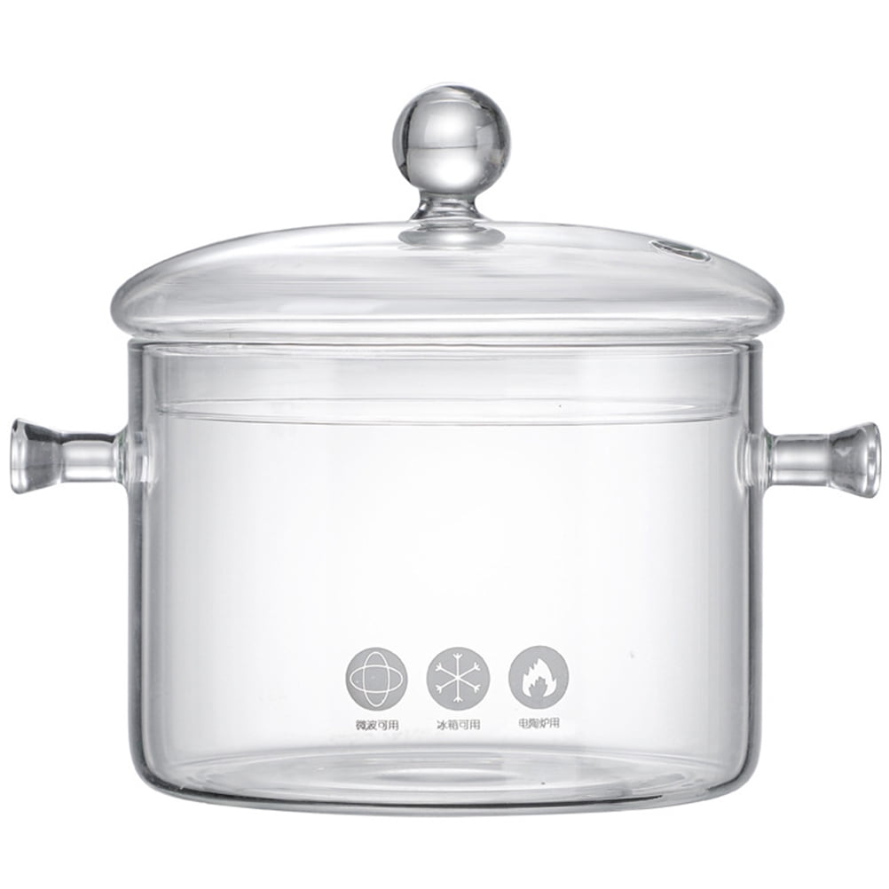 Tineasur Glass Stew Pot Heat-Resistant Transparent for Cooking and ...