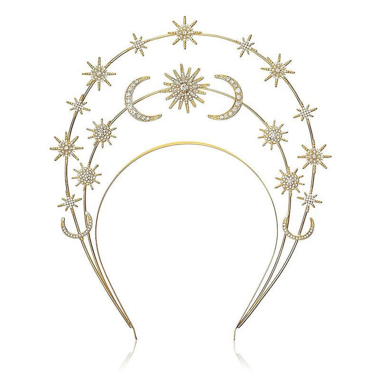 NUOLUX Goddess Crown Headband Three Tier Crown Headband Star Moon Crown ...