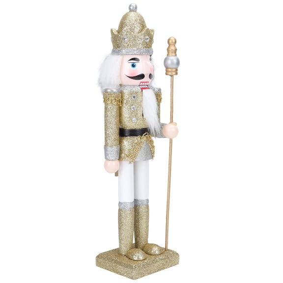 Toyandona Golden Wooden Nutcracker Puppet Decor for Desktop Walnut