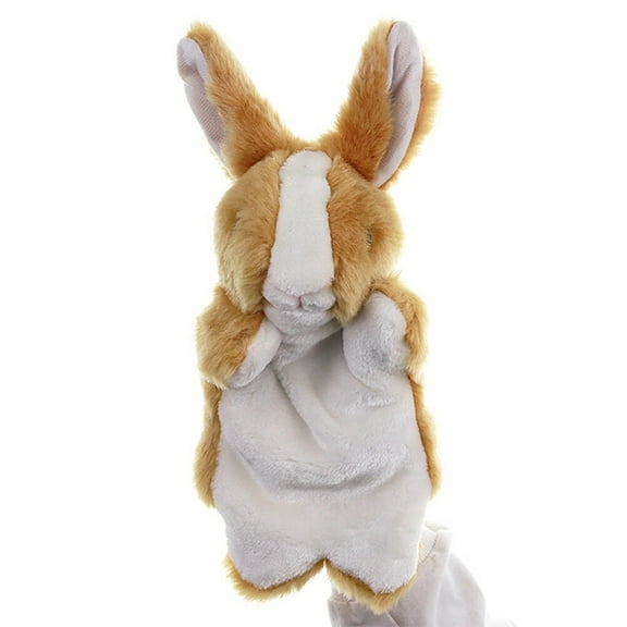 CATIEBYE Brown Bunny Animal Puppet for Storytelling, Soft Plush Hand Puppet for Kids, 1 Piece