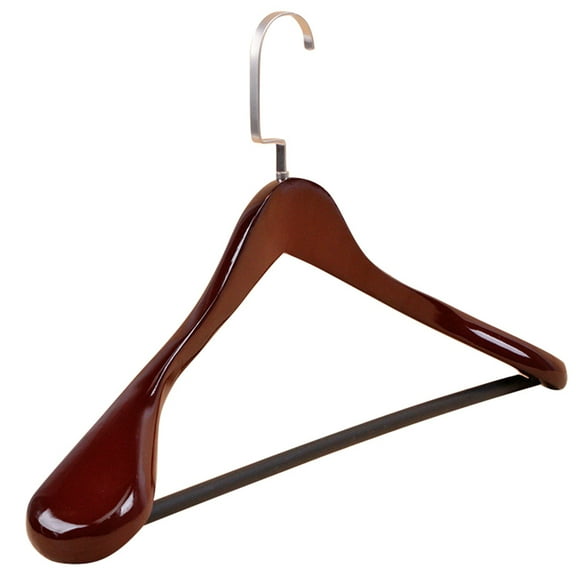 Tineasur Brown Wooden Coat Hanger, Wide, Non-Slip, Multi-Functional, for Clothes Storage 1Pc