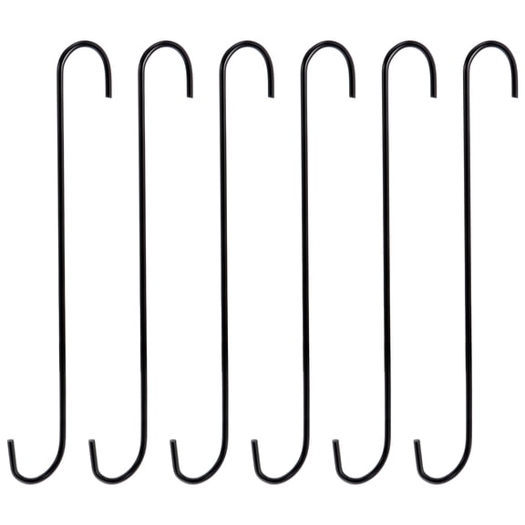 Tineasur 6-Pack Black Metal Flower Basket Hooks for Garden Plants, Rustic Wall Hangers with Elegant Design