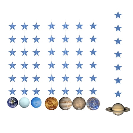 Tineasur 1Set Glitter Paper Banner Planet Theme Party Supplies Assorted Color