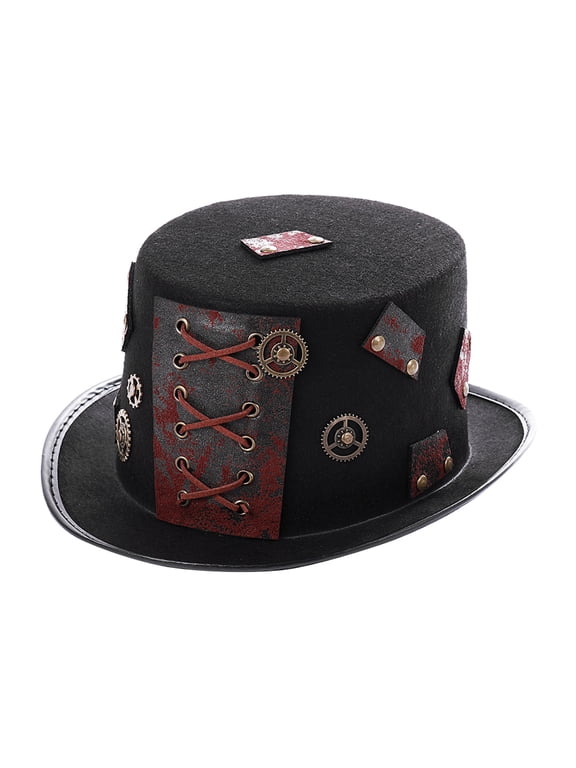 Hat Steampunkvintage Punk Cylinder Retro Cosplay Hallowen Gothic Classic Gear Decorative Victorian