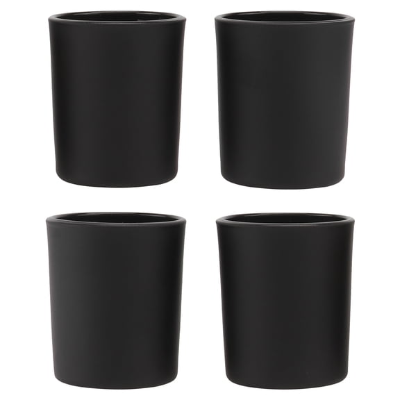 Tineasur 4-Piece Frosted Black Glass Candlesticks Set for Elegant Home Decor and Stylish Table Centerpiece
