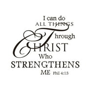 NUOLUX I Can Do All Things Removable Wall Stickers Art Murals Decals for Home Bedroom Living Room Bathroom Decoration