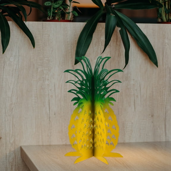 NUOLUX Yellow Iron Pineapple Figurine Decorative Desktop Ornament Table Centerpiece for Home and Office
