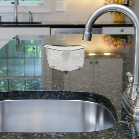 Toyandona 1Pc Triangle Sink Drainer Rack Silver Mesh Design for Vegetable and Fruit Washing