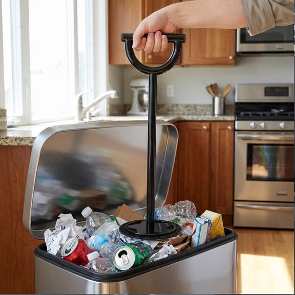 NUOLUX Kitchen Trash Can Compactor Manual Metal Waste Compressor with Freestanding Tamper Press