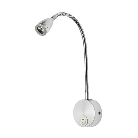 NUOLUX LED Bedside Reading Light Flexible Gooseneck Wall Lamp Night Lights for Bedroom (Brushed Silver, White Light, 3W)