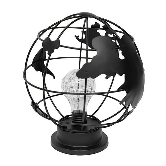 Tineasur Black Tabletop Globe Lamp, Night Light for Home, Bedroom, Reading, and Ambient Atmosphere Decor