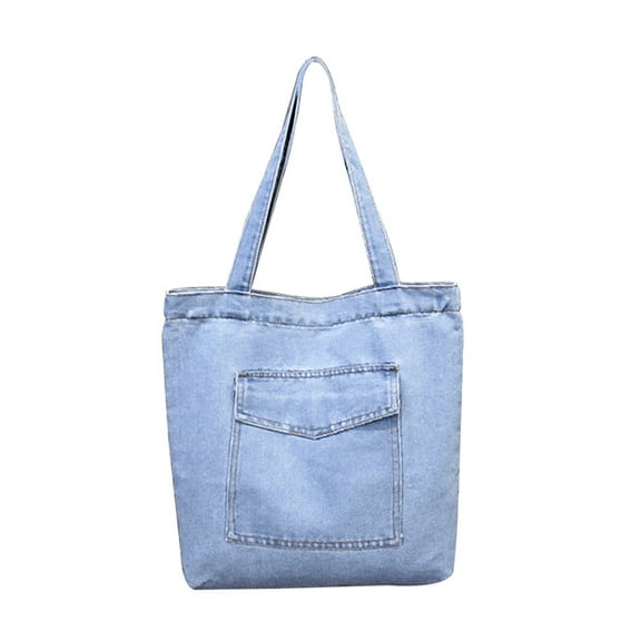 NUOLUX Large Capacity Shoulder Bag Casual Denim Tote Fashion Handbag for  Girls Women (Style 2, Light Blue)