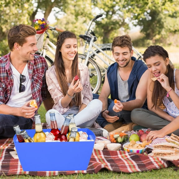 NUOLUX Large Plastic Beer Bucket Blue 47.0X27.0X18.0in for Outdoor Gatherings and Beach Outing 1Pack