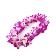 CATIEBYE Hawaii Wreaths Thick Grass Skirt Floral Necklace Purple 1Set