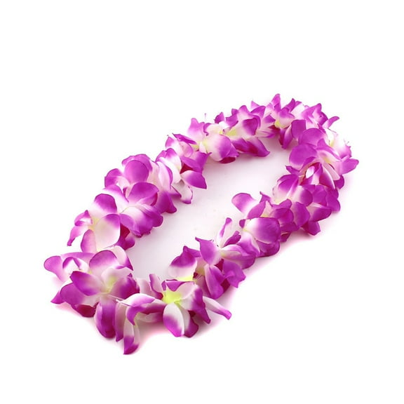 CATIEBYE Hawaii Wreaths Thick Grass Skirt Floral Necklace Purple 1Set
