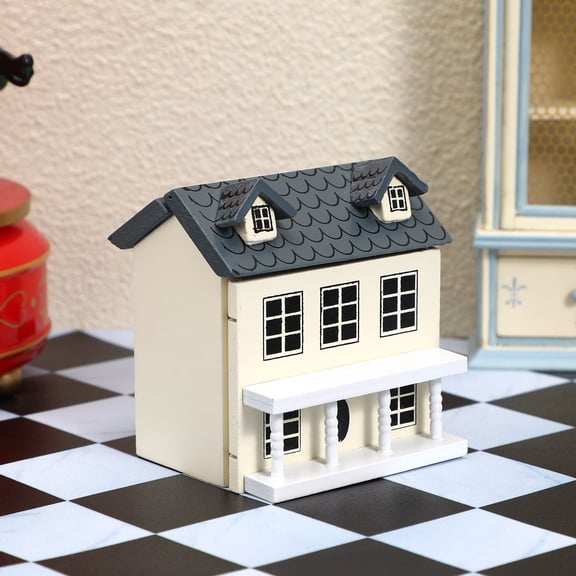 NUOLUX Miniature Wooden House Model, Tiny Decorative Mini House for Home Decor, Adorable Small Display