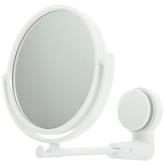 Tineasur Bathroom Folding Mirror with White ABS Frame, Glass Makeup Mirror, Rotary Wall Mounted for Easy Use