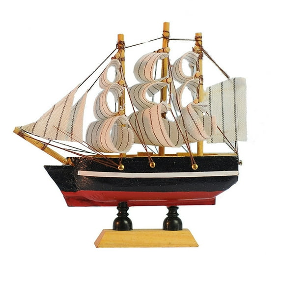 Wooden Sailboat Model Craft Decor, Sailing Ship Ornament for Home, Office, Nautical Style Decoration