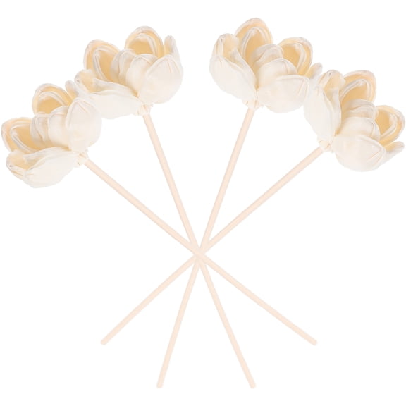 Toyandona Cute White Cotton Flower Oil Diffuser for Office Desk Aroma and Decoration 4Pcs