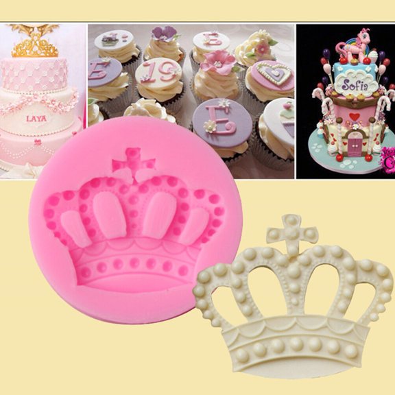 NUOLUX Non-Toxic Silicone Crown Cake Mold Pink for Baking Fondant Chocolate and Candy