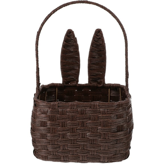 NUOLUX Novel Rabbit Shape Basket Handled Rattan Woven Basket Hand Woven Storage Basket