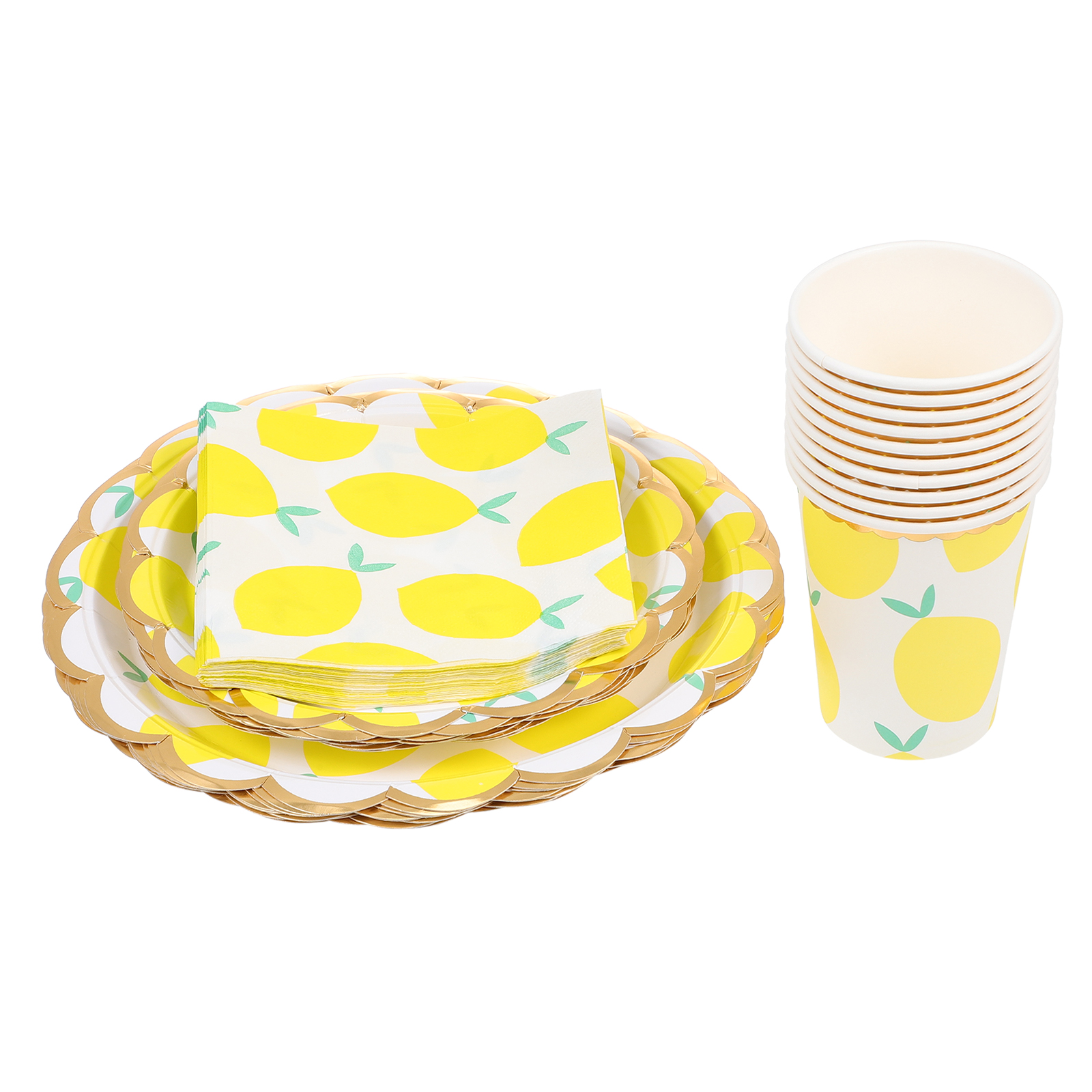 NUOLUX Party Plates Strawberry Decorations Tropical Luau Lemon Paper Napkins Cups Tableware Birthday Summer Plates