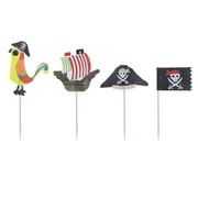 NUOLUX Pirate Cake Decorations Topper Cupcake Party Picks Halloween Birthday Themed Toppers Supplies Appetizer Flag Decor Boy