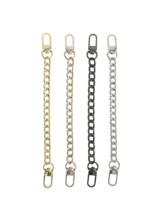 4 Pack 7.9 Inch Bag Flat Chain Strap Purse Extender with Alloy Clasps  Handbag Chain Straps Metal Bag Strap Replacement Purse Clutches Handles -  Black, 20x1.2cm 