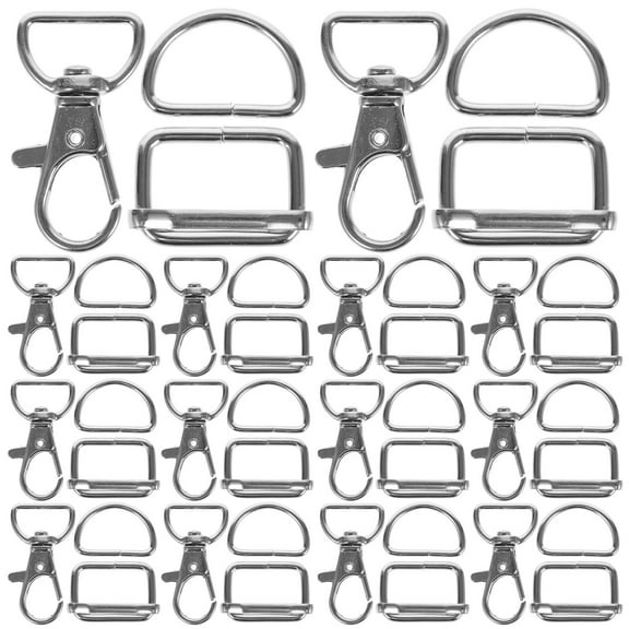 NUOLUX Purse Rings for Straps 25Pcs D Rings Buckle Silver Alloy for Diy Users