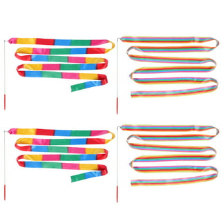 Yirtree 4M Dance Ribbons Rainbow Streamers Rhythmic Gymnastics Ribbon Baton  Twirling Wands on Sticks for Kids Artistic Dancing 
