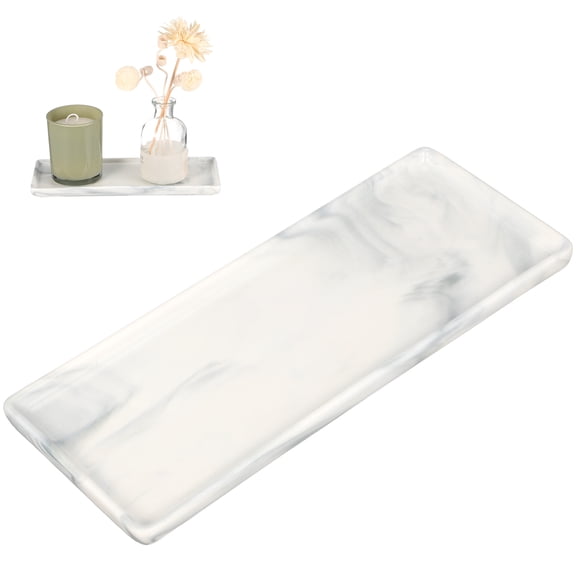 NUOLUX Rectangular Ceramic Tray for Desktop Storage and Decorative Bathroom Vanity Organizer