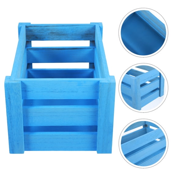 Tineasur Vintage Style Wood Crate Blue Reliable and Practical Organizer