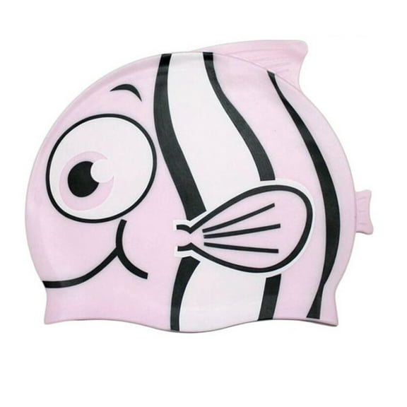 Kid's Silicone Swimming Cap Cartoon Fish Shaped Swim Cap for Boys and Girls