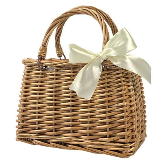 YOSADIER Wicker Flower Basket, Handmade, Light Brown, for Home Storage