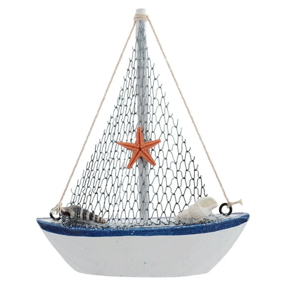 Tineasur Wooden Sailing Boat Decor Assorted Colors Coastal Theme Nautical Home Decoration
