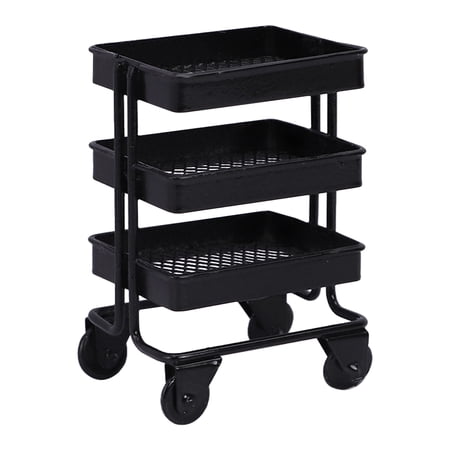 NUOLUX Simulated Mini Cart Storage Cart Adornment for Mini House Movable Trolley Storage Rack Model