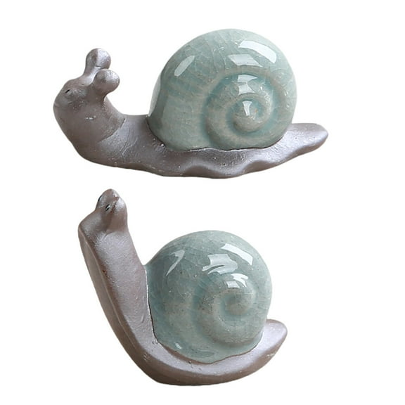 Tineasur 2-Piece Ceramic Snail Ornaments Coffee Color Decorative Home Display Fine Craftsmanship
